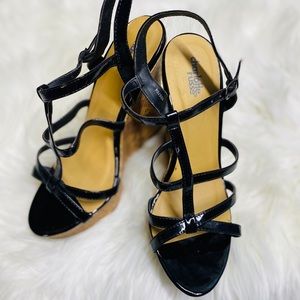 Open toe black Charlotte Russe Wedges.